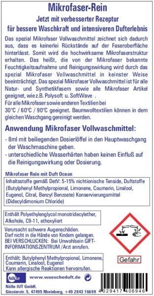 Mikrofaser Rein Spezial Vollwaschmittel Ocean